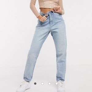 high rise mom jeans blue denim